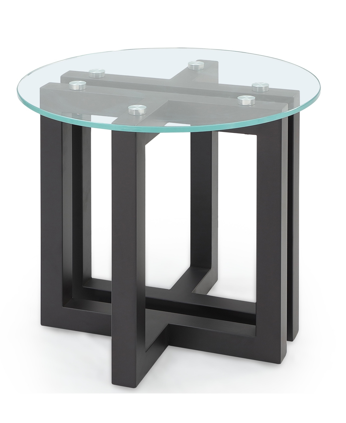 Macy's Emila 24" Round Glass Mix And Match End Table In Clear Glass,gunmetal