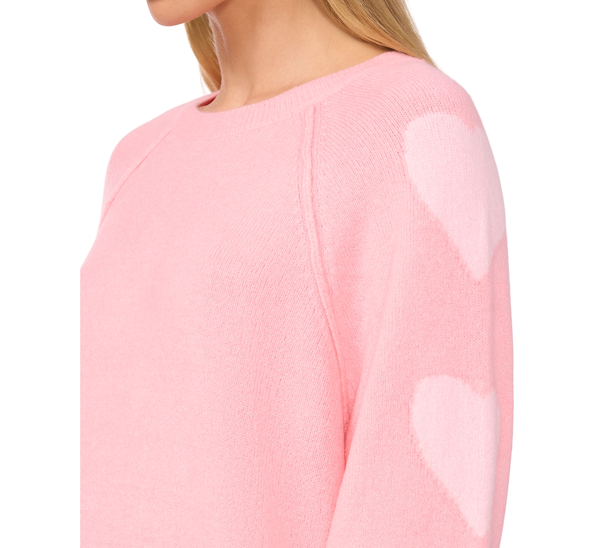 CeCe Women's Heart-Print Raglan Sleeve Crewneck Sweater