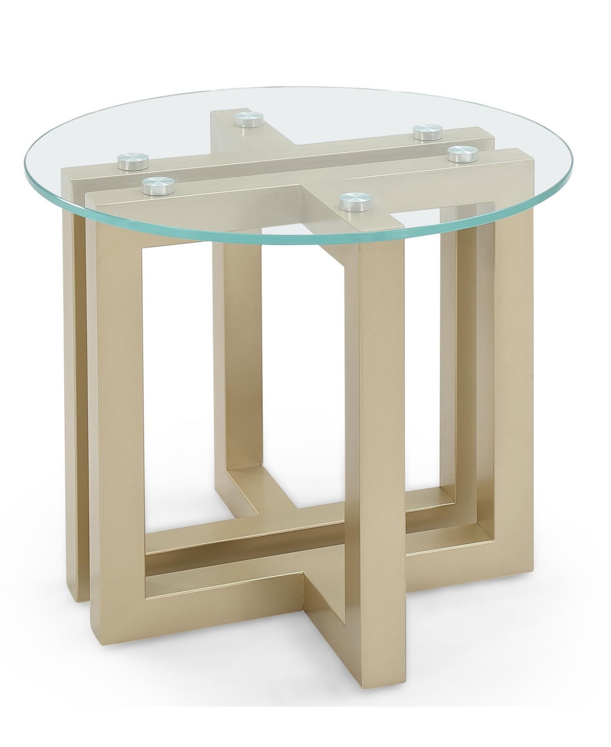 MACY'S EMILA 24" ROUND GLASS MIX AND MATCH END TABLE 