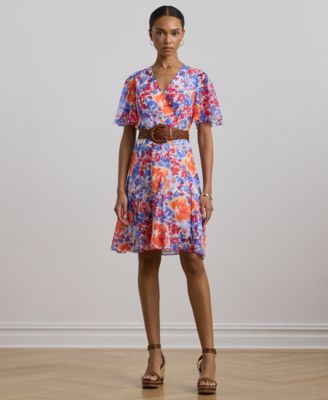 Lauren Ralph Lauren - Petite Floral Crinkle Georgette Surplice Dress