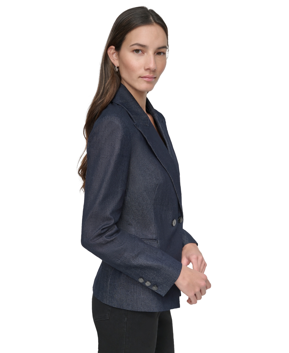 DKNY JEANS WOMEN'S DOUBLE-BREASTED DENIM BLAZER 