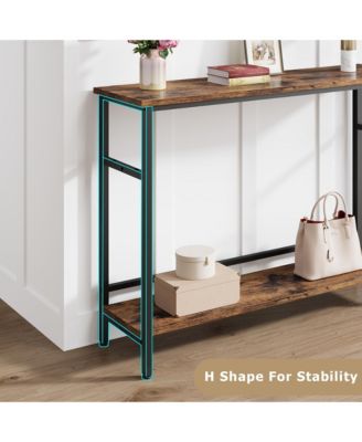 2 Tier Entryway Table, Console Tables for Entryway, Industrial Sofa Table with Adjustable Shelf