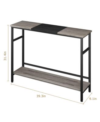 Console Table, Color Block Entryway Table with Storage, 39.3”Narrow Sofa Table with Adjustable Shelf