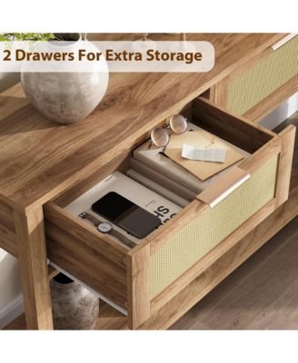 Entryway Table with 2 Drawers, Console Table for Entryway, Wood Sofa Table with Storage