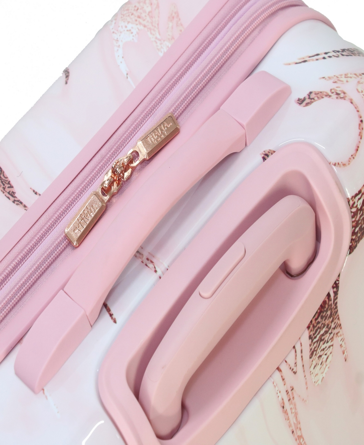 Thalia Sodi Marble Swirl 26" Expandable Luggage In White,pink Marble Swirl