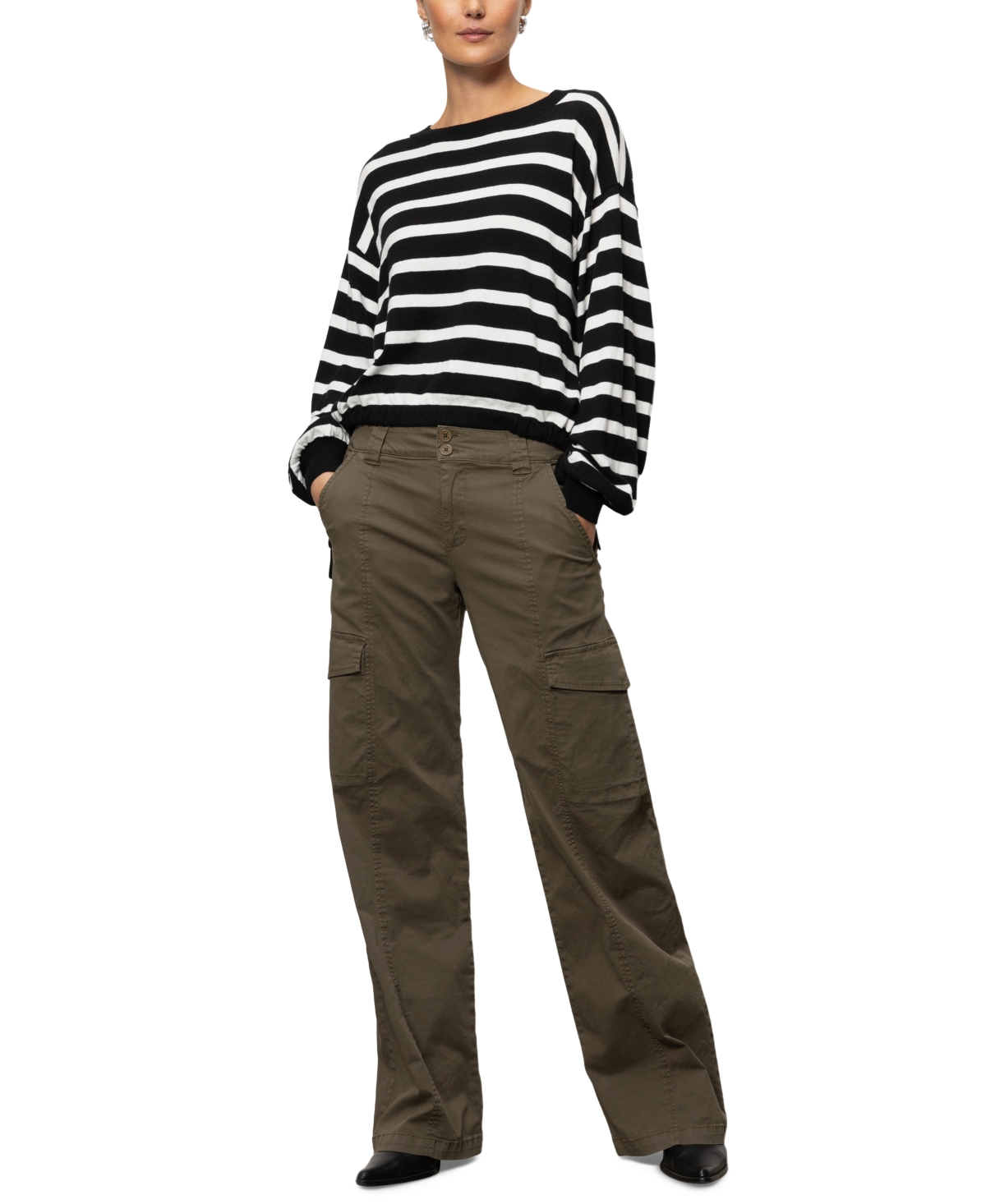 Sanctuary Women's Striped Side-tie Sweater In Black,chalk Stripe