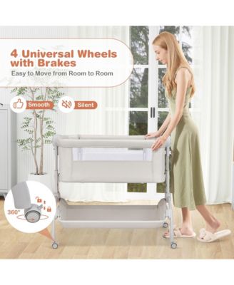 3-in-1 Portable Baby Bassinet Bedside Sleeper Cradle with Mattress& Storage Basket