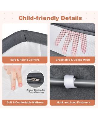 3-in-1 Portable Baby Bassinet Bedside Sleeper Cradle with Mattress& Storage Basket