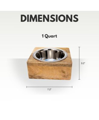 Elegant Stainless Steel Dog Bowl with Square Mango Wood Holder, Perfect for Modern Pet Homes – 1 qt