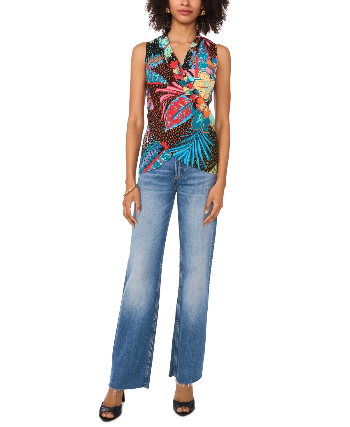 Vince Camuto Women's Printed Crossover-Wrap Tank Top
