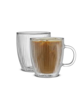 Fluted Savor Double Wall Espresso Coffee Glasses, Set of 4