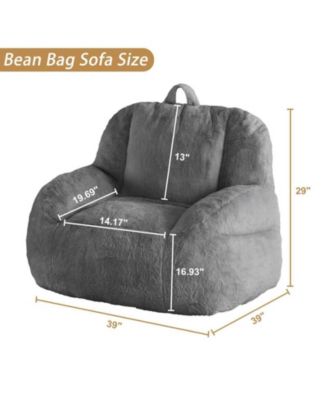 Giant Bean Bag Chair, Faux Fur Stuffed Bean Bag Couch with Filler, Bean Bag Chair for Adults, Big Lazy Sofa Floor Sofa with Handle, Large Living Bean Bag