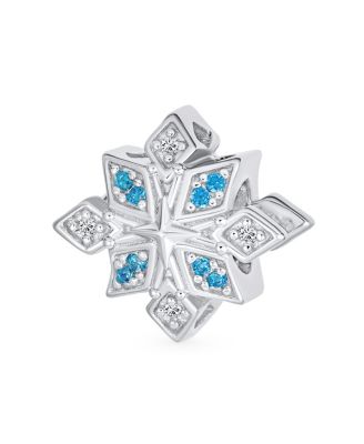 Ice Snowflake Christmas Charm Bead with Crystals for Bracelet