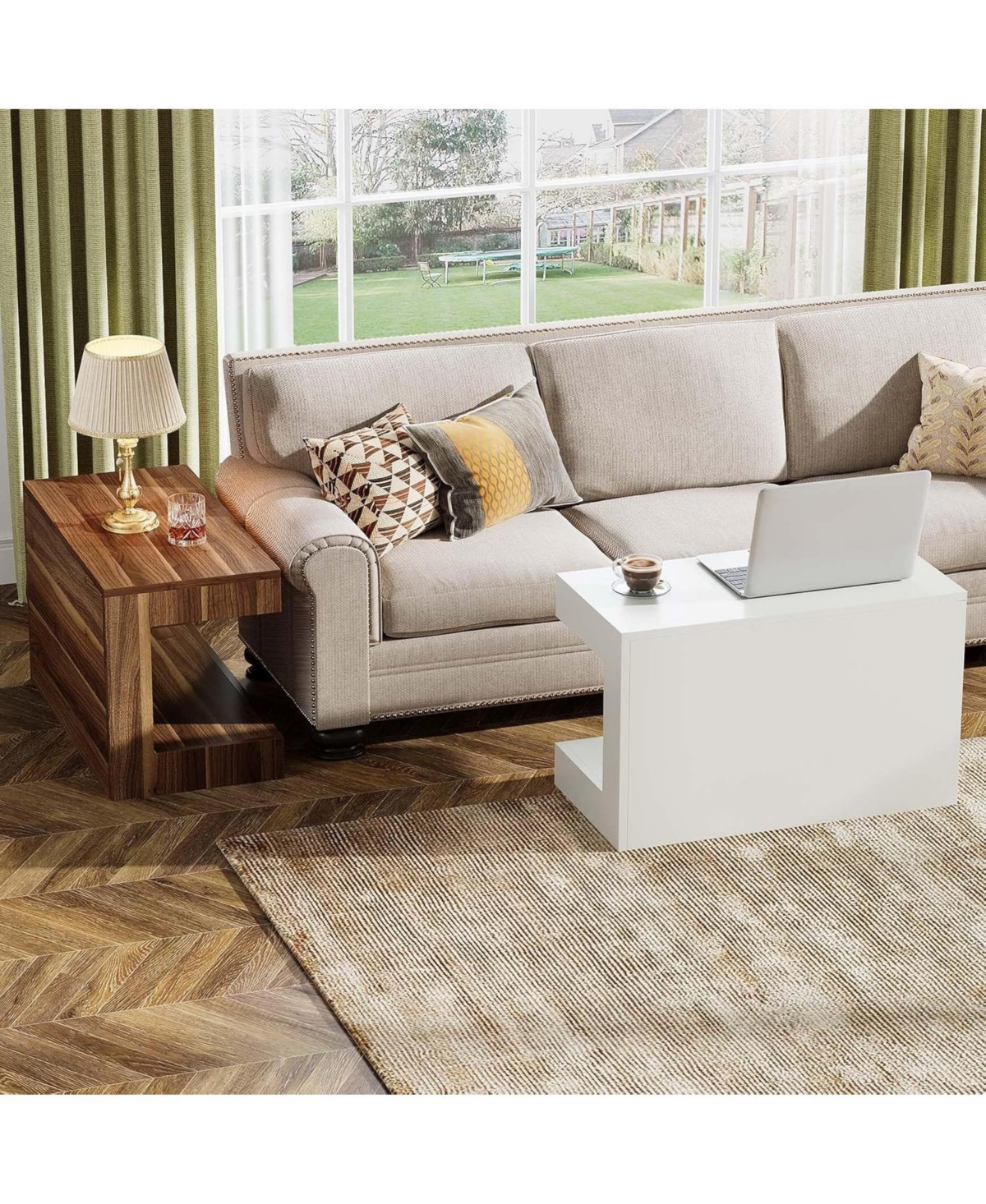 Tribesigns Square Coffee Table, Creative Combination Splicing Side Table, 2-Tier Vintage Center Table for Living Room, Bedroom, Small Space - Wh
