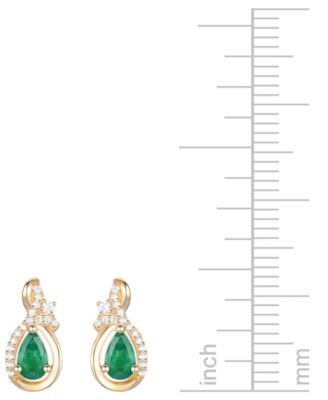 Emerald (1/2 ct. t.w.) & Diamond (1/10 ct. t.w.) Pear Drop Earrings in 14k Gold (Also in Ruby & Sapphire)