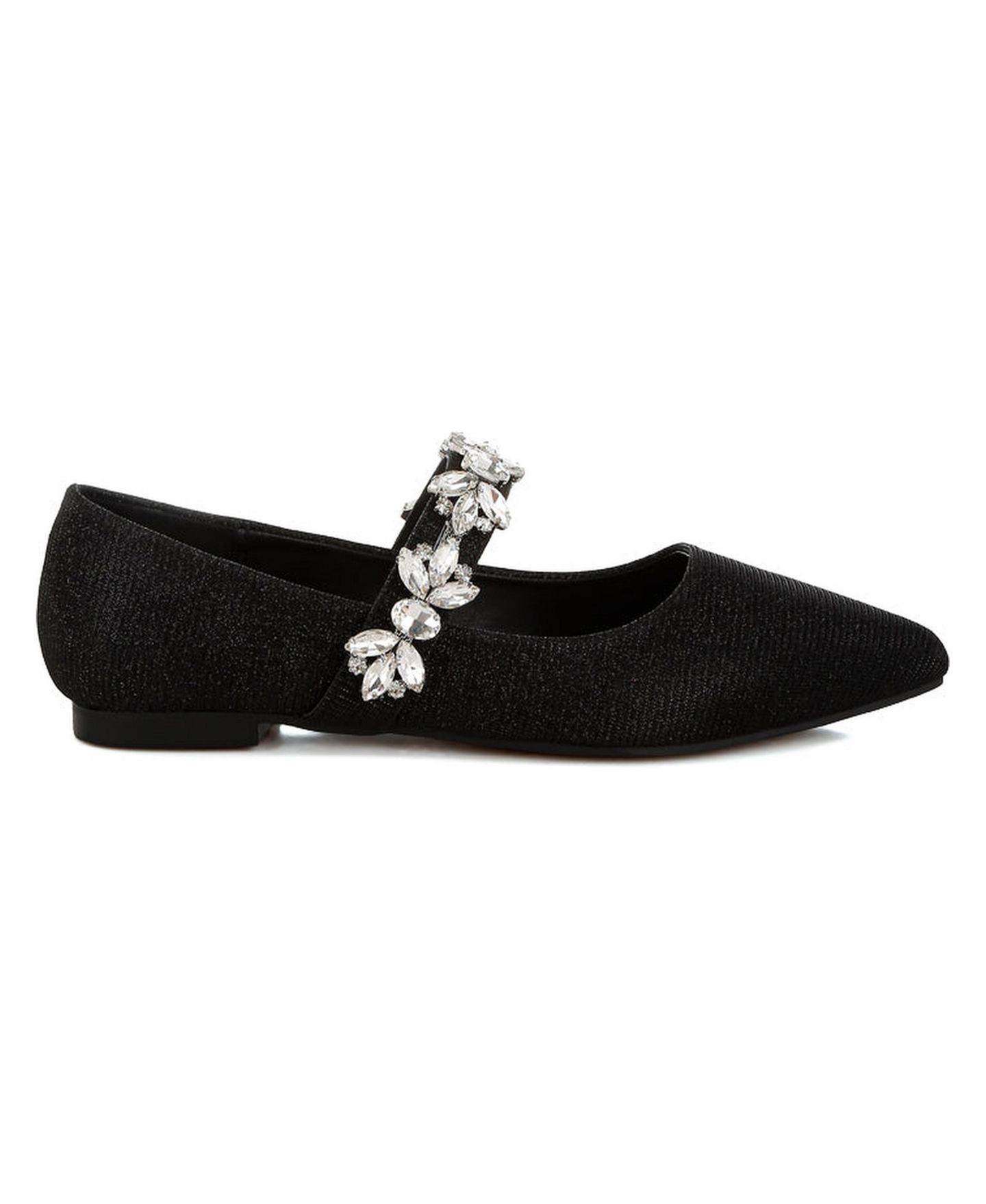 Женские балетки Rag & Co Flavia Diamante Brooch Glitter Ballerinas, цвет: Чёрный — фото 1
