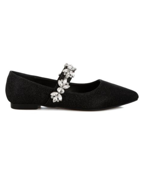 Женские балетки Rag & Co Flavia Diamante Brooch Glitter Ballerinas, цвет: Чёрный