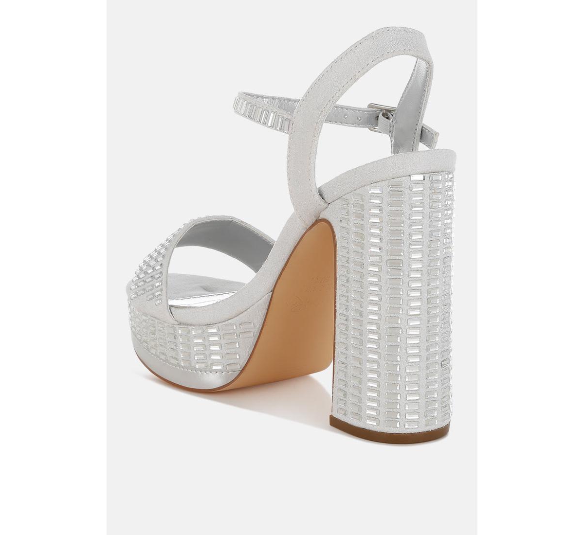 London Rag Ortage Rhinestones Embellished High Block Heels