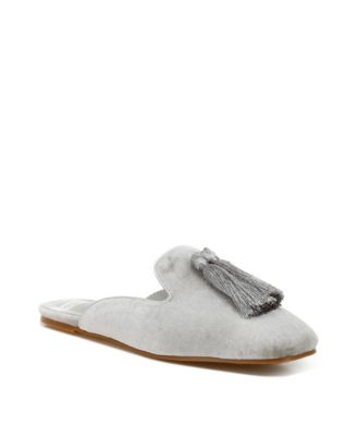 Cardinal Tassel Detail Velvet Mules