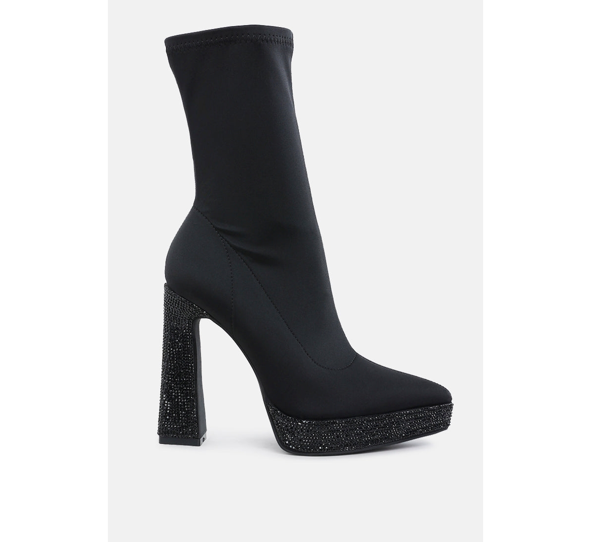 Kasuti Lycra Rhinestone Detail Ankle Boots