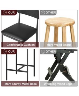 Bar Stools Set of 4, Kitchen Bar Stools with Footrest, 25.5 Inches Upholstered Bar Chairs with Back, 4 Counter Height Barstools for Counter Bar