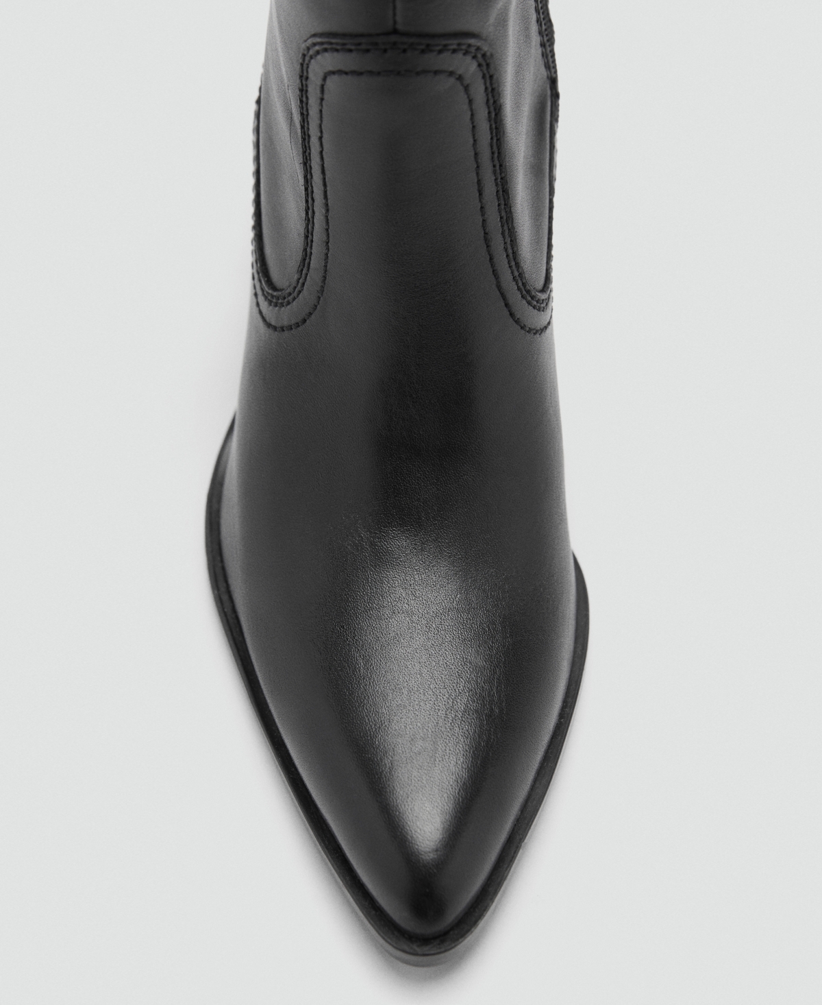 Mango Leather Pointed Ankle Boots Black In Black