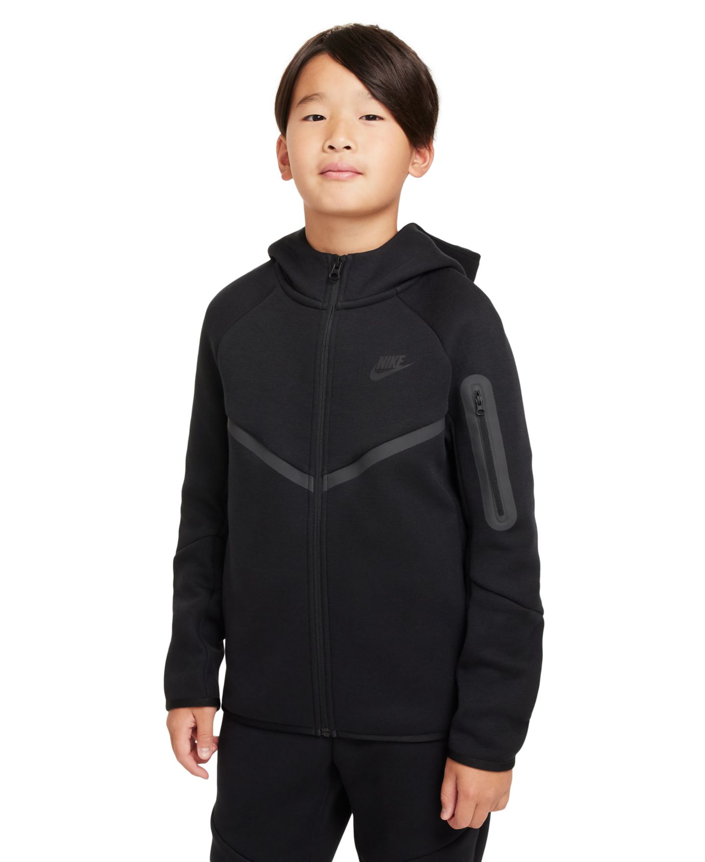 Детское худи Nike Sportswear Tech Fleece Full-Zip, цвет: Чёрный — фото 1
