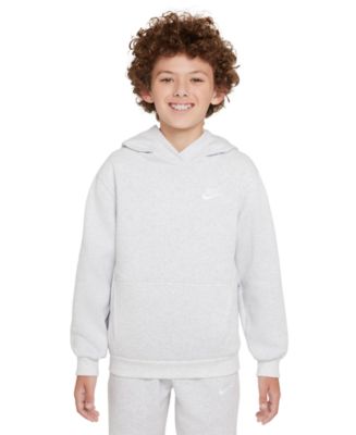 Kids Nike Sportswear Club Fleece Hoodie Small Dark Grey Heather White