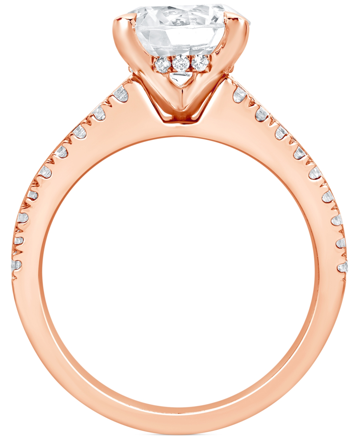 Badgley Mischka Igi Certified Lab Grown Two-row Diamond Engagement Ring (3 Ct. T.w.) In 14k Yellow, White Or Rose Go In Rose Gold