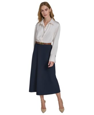 Halston Heritage Solid Black Stretch Jersey Ruched