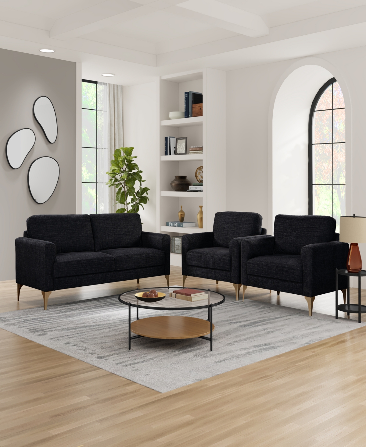 Studio Living 75.6" Polyester Modesto Sofa In Black