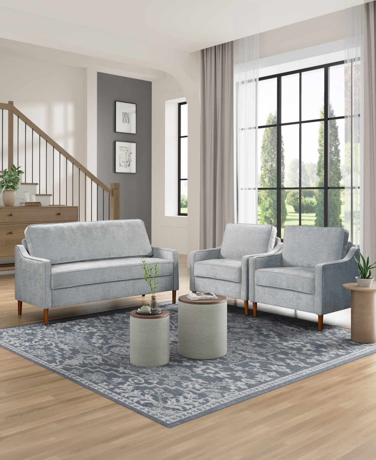 Studio Living 76" Polyester Savona Sofa In Light Gray