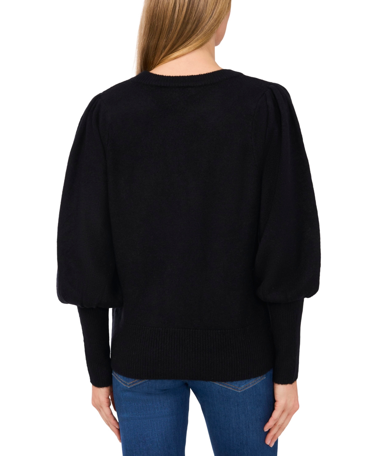 Cece Womens Bow Knit Crewneck Sweater In Rich Black