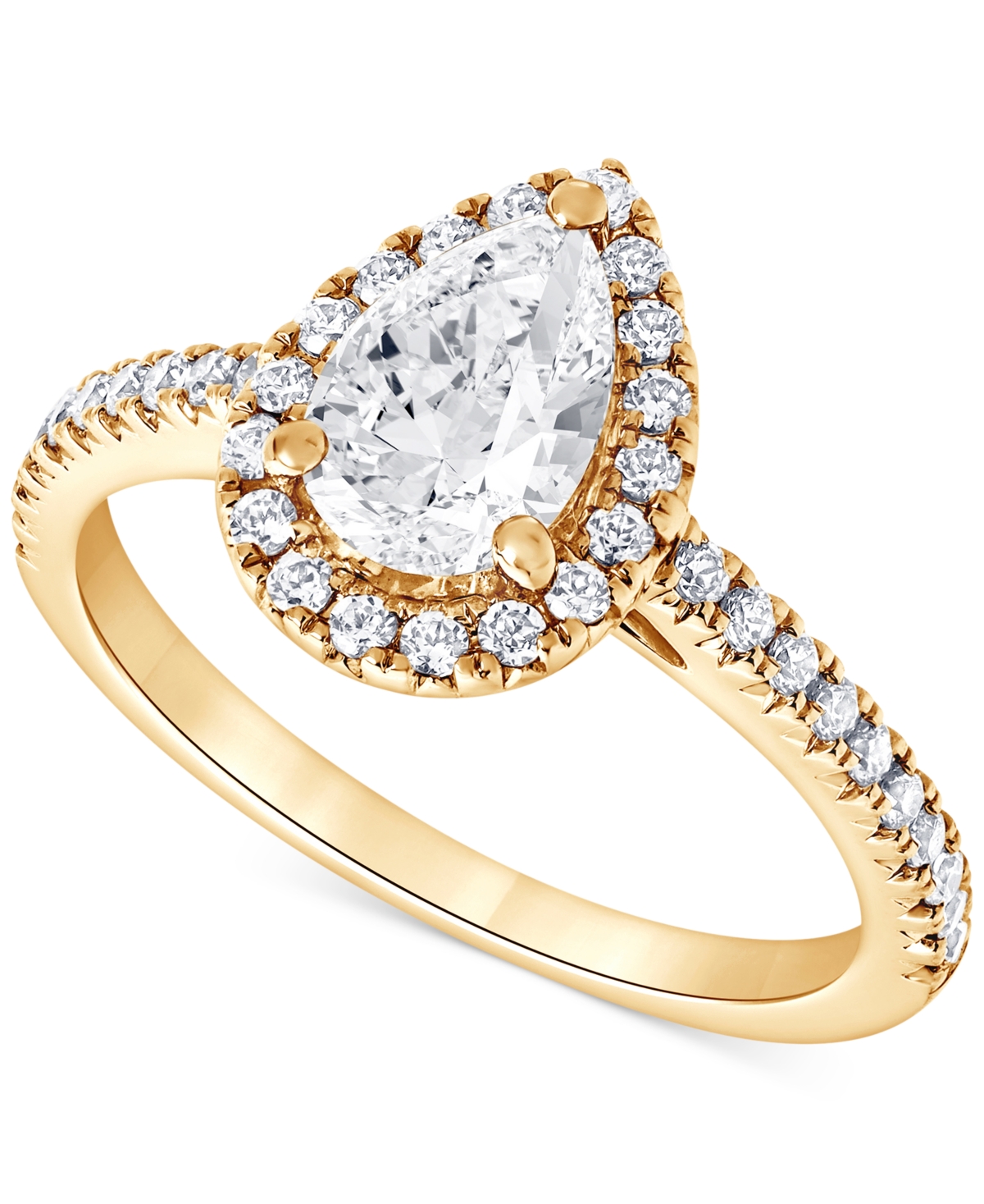 Badgley Mischka Igi Certified Lab Grown Diamond Pear-Shaped Halo Engagement Ring (3-3/8 ct. t.w.) in 14k White, Yellow or Rose Gold