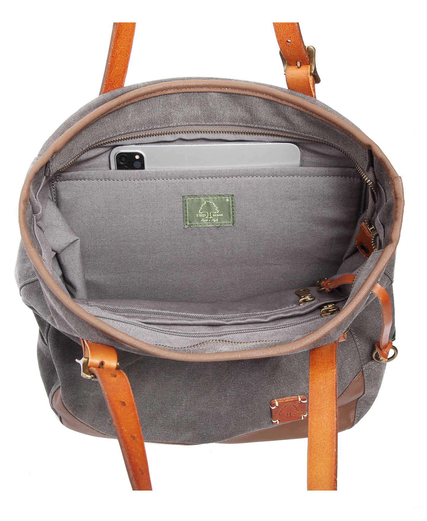 Женская сумка TSD BRAND Red Wood Medium Canvas, цвет: Серый — фото 6