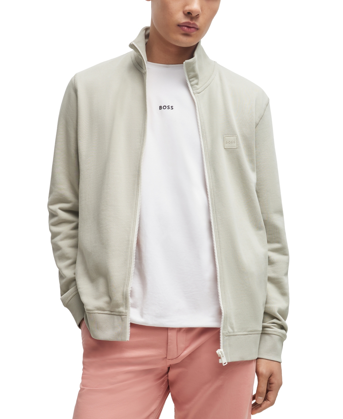 Hugo Boss Boss By  Men's Logo Badge Zip-up Jacket In Open Beige