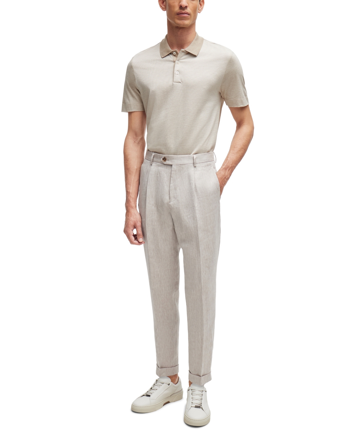 Hugo Boss Boss By  Men's Regular-fit Polo In Open Beige