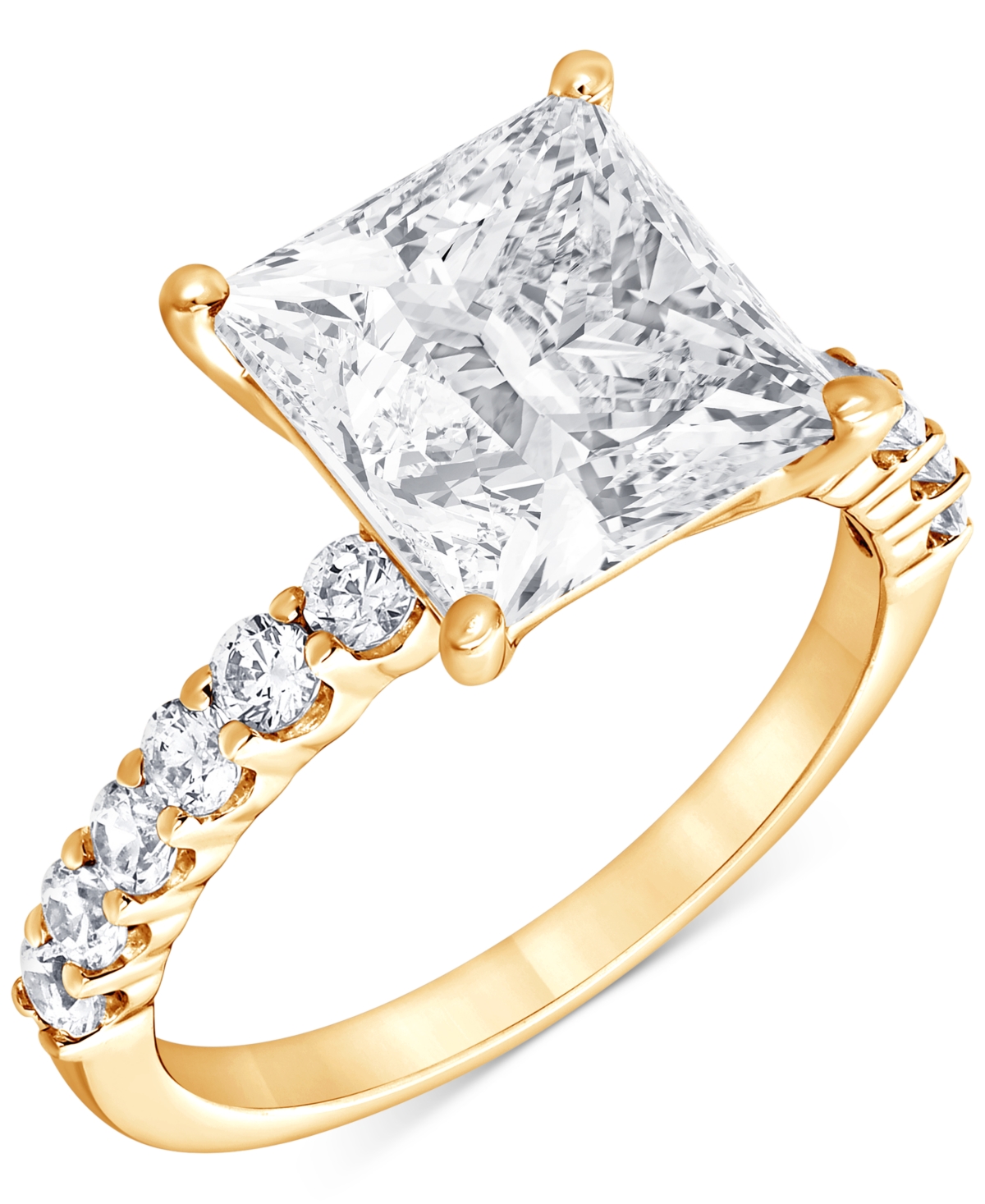 Igi Certified Lab Grown Diamond Princess-Cut Engagement Ring (4 ct. t.w.) in 14k White, Yellow or Rose Gold - White Gold