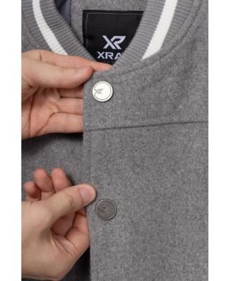 Boy's Wool Varsity Bomber Jacket With Grainy PU Sleeves