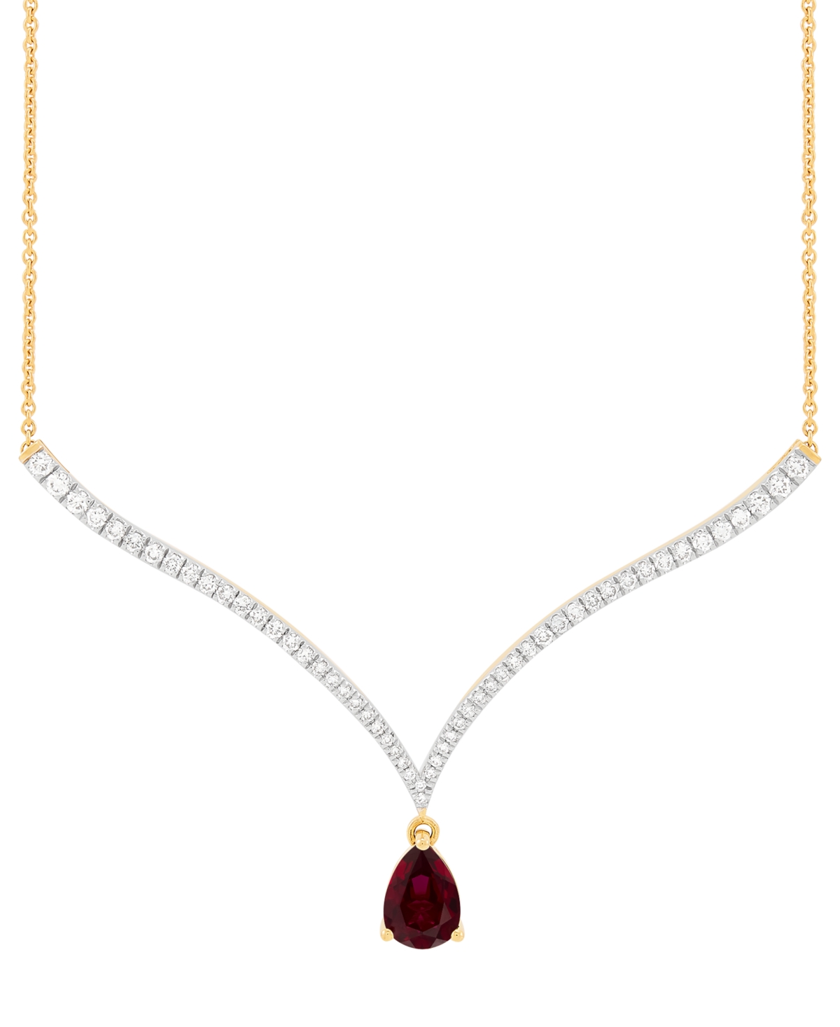 Grown With Love Emerald (1-1/2 Ct. T.w.) & Lab Grown Diamond (1 Ct. T.w.) Fancy 18" Pendant Necklace In 14k Gold (al In Ruby
