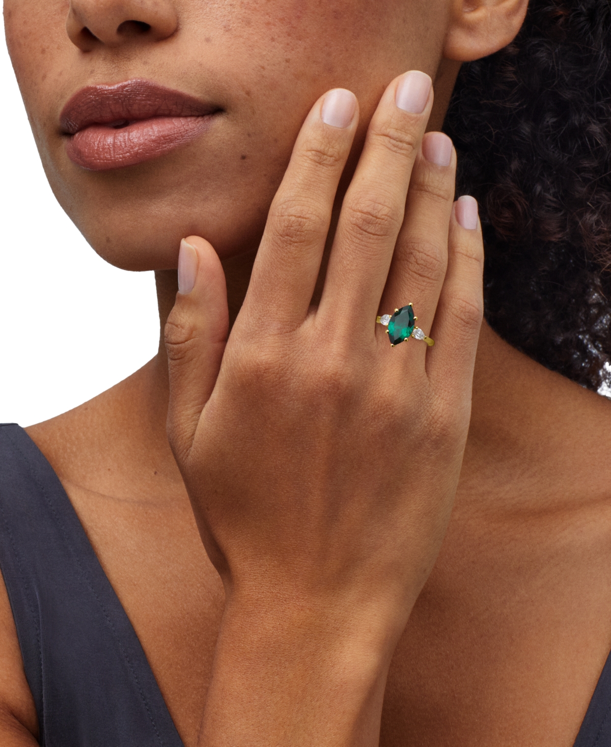 Grown With Love Lab Grown Ruby (3-1/3 Ct. T.w.) & Lab Grown Diamond (1/2 Ct. T.w.) Marquise Ring In 14k Gold (also I In Emerald