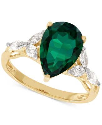 Grown With Love - Lab Grown Ruby (3-5/8 ct. t.w.) & Lab Grown Diamond (1/2 ct. t.w.) Pear Ring in 14k Gold or White Gold (Also in Lab Grown Emerald & Lab Grown Sapphire)