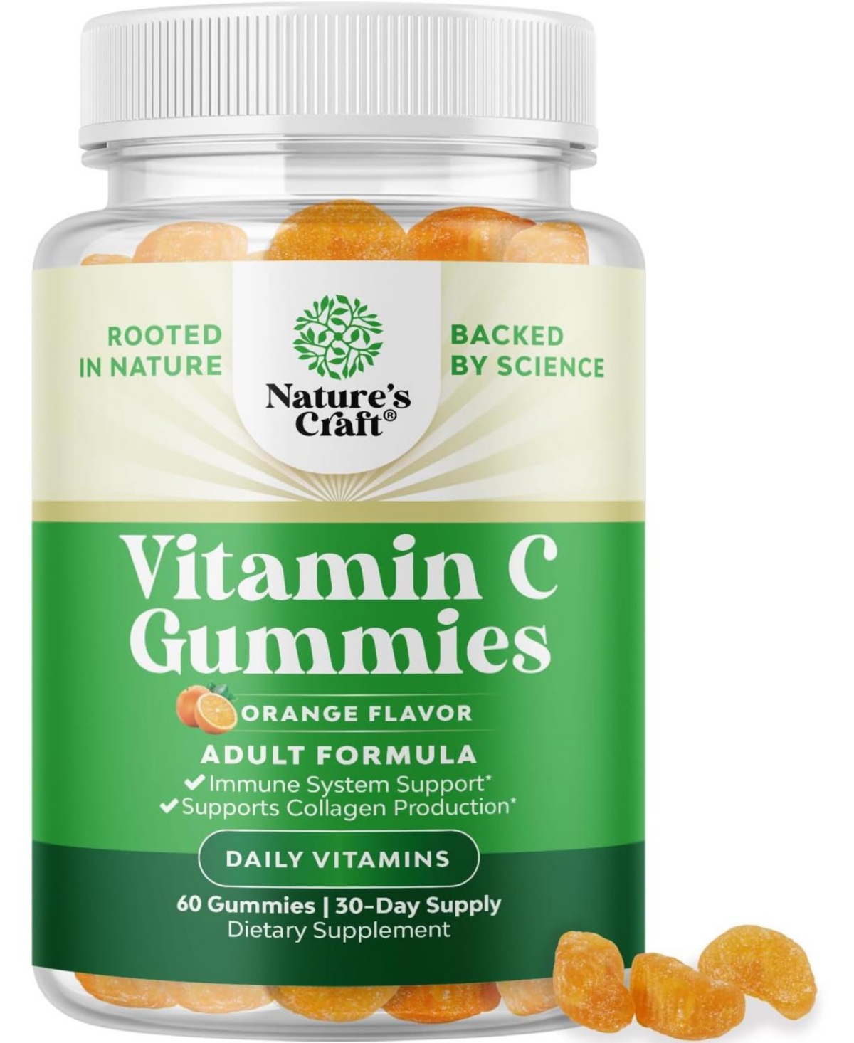 Vitamin C Gummies for Adults, Chewable Immune Support Gummies, Ascorbic Acid Natural Vitamin C Gummy Immune Booster for Adults, Nature'