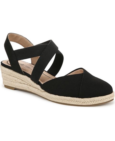 Женские сандалии LifeStride Kimball Wedge Espadrilles, цвет: Чёрный холщовый