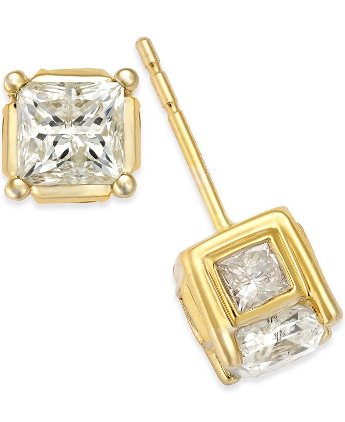 Macy's Diamond (2 ct. t.w.) Spiral Bezel Stud Earrings in 14k Yellow or White Gold - Macy's