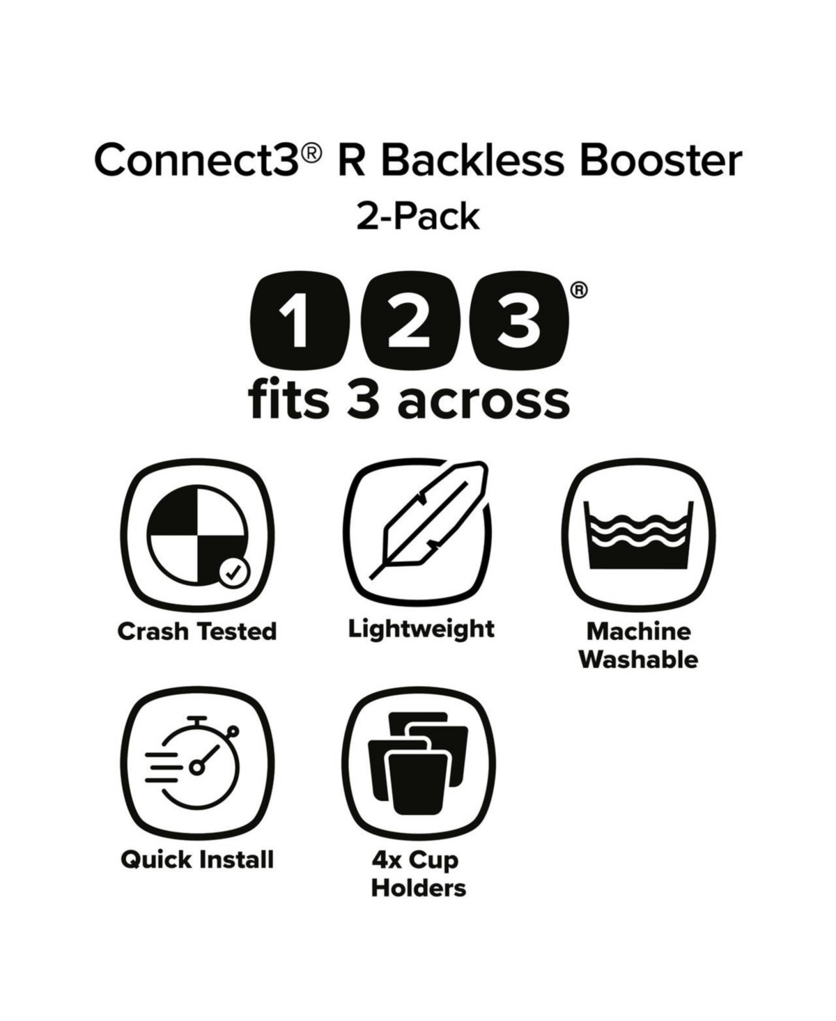 Diono Toddler Connect3 R - Pack of 2 Backless Booster Car Seats -/pink cotton candy