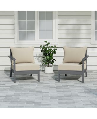 Outdoor Patio HDPE Gray Loveseat Sofa with Patio Cushions