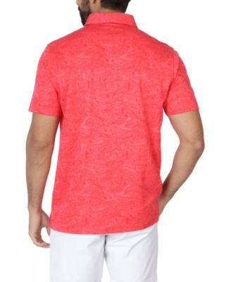 Men's Slub Micro Pique Tonal Floral Printed Polo Shirt