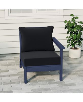 Outdoor Patio HDPE Right Arm Facing Sectional Navy Blue Corner Club Chair with Patio Cushions