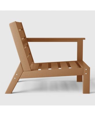 Outdoor Patio HDPE Right Arm Facing Sectional Teak Corner Club Chair with Patio Cushions